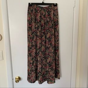 Sheer Floral Pleated Skirt - Vintage